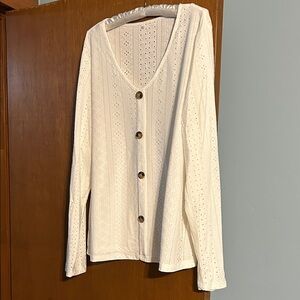 Women's Cream Button-Up Sweater